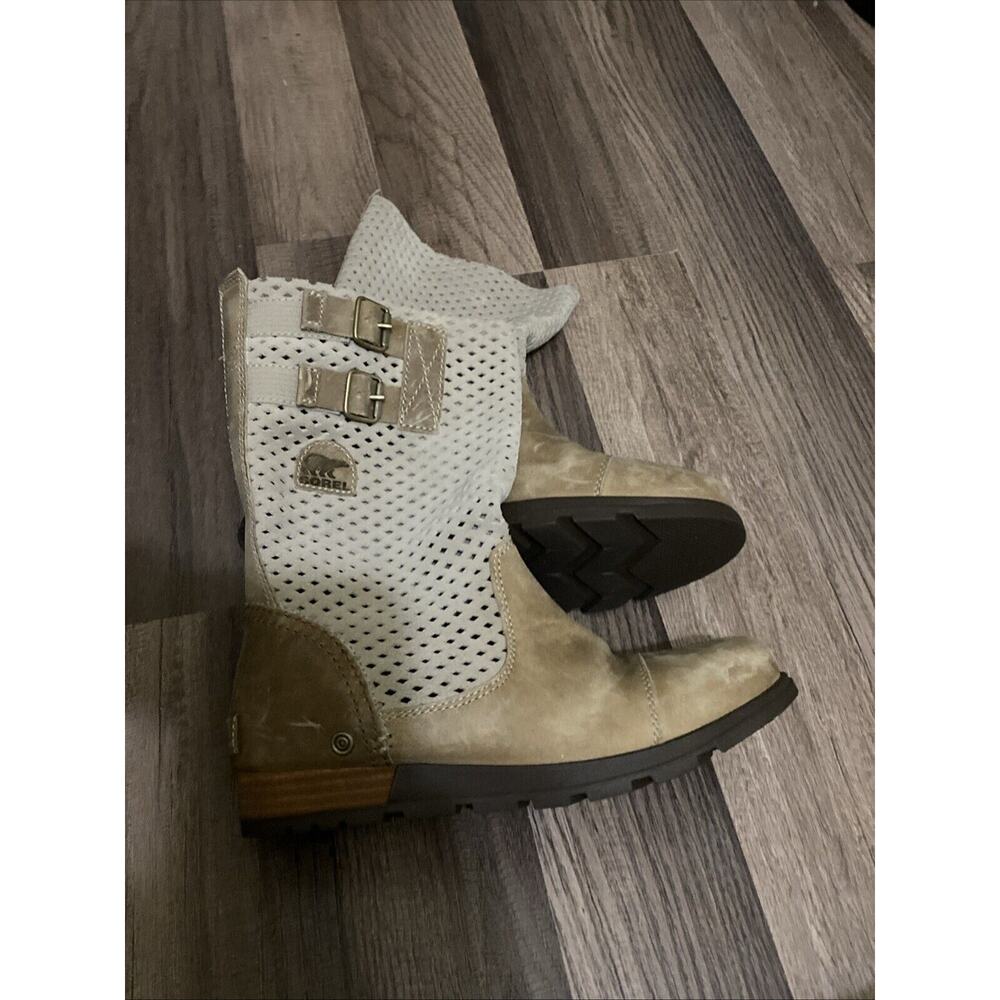 Sorel Major Pull on Boot women's size 7.5 tan perforated leather winter shoes - Picture 4 of 7